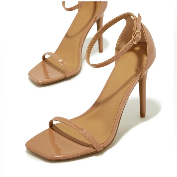 Miss Lola Dark Nude Patent Heels - Picture 2 of 8